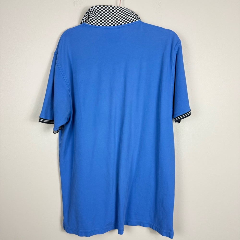 Psycho Bunny Polo Mens XXL Blue Black White Checkered Collared Preppy Office Top - Picture 2 of 7